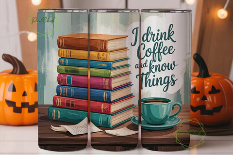 Coffee and Books Tumbler Wrap Sublimation PixelChick 