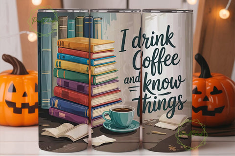 Coffee and Books Tumbler Wrap Sublimation PixelChick 
