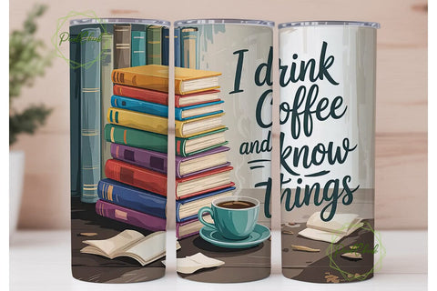 Coffee and Books Tumbler Wrap Sublimation PixelChick 
