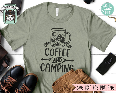 Coffee and Camping SVG, Camping SVG, Coffee svg, Adventure svg, Coffee Lover svg, Outdoors svg, Coffee Cup Mountain Scene svg, Coffee png SVG Wild Pilot 