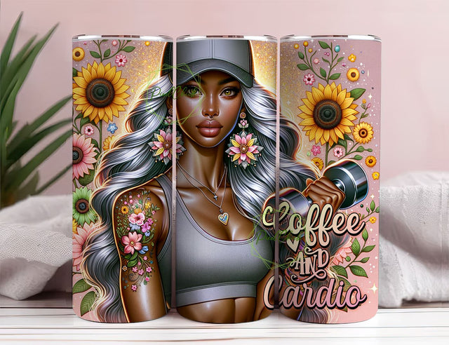 Coffee and Cardio 20oz Wrap Design, Cardio tumbler 20oz Wrap Design, Cardio 20oz Tumbler Sublimation Design Sublimation PixelChick 