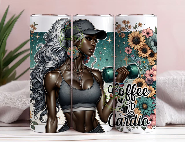 Coffee and Cardio 20oz Wrap Design, Cardio tumbler 20oz Wrap Design, Cardio 20oz Tumbler Sublimation Design Sublimation PixelChick 