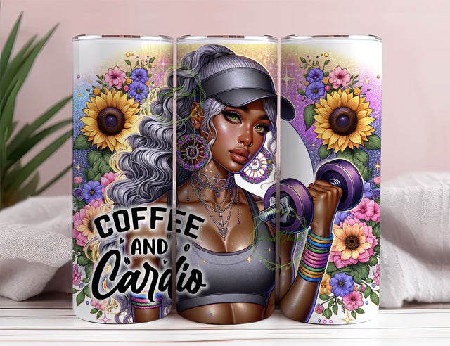 Coffee and Cardio 20oz Wrap Design, Cardio tumbler 20oz Wrap Design, Cardio 20oz Tumbler Sublimation Design Sublimation PixelChick 