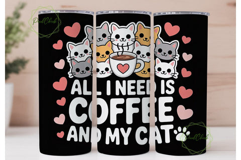 Coffee and Cats 20oz Tumbler Wrap Sublimation PixelChick 