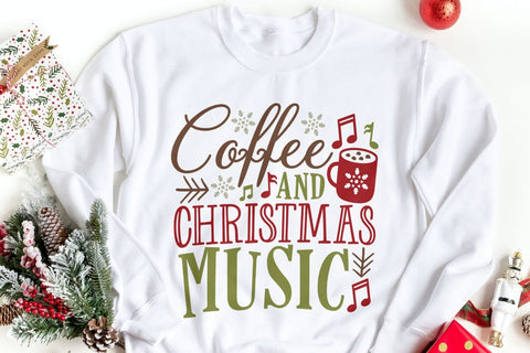 Coffee And Christmas Music| Christmas Holidays SVG Cutting Files. SVG CosmosFineArt 