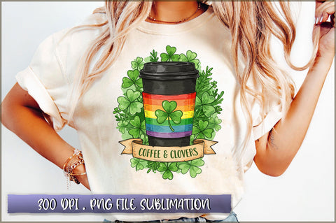Coffee and Clovers Shamrock St Patrick PNG Sublimation Shetara Begum 