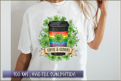 Coffee and Clovers Shamrock St Patrick PNG Sublimation Shetara Begum 