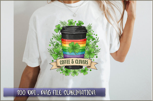 Coffee and Clovers Shamrock St Patrick PNG Sublimation Shetara Begum 