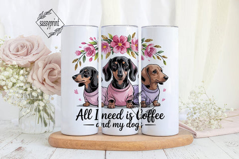 Coffee and Dachshunds Tumbler Wrap Sublimation sassyprint 