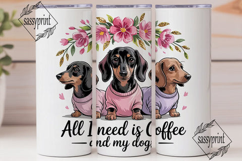 Coffee and Dachshunds Tumbler Wrap Sublimation sassyprint 