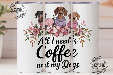 Coffee and Dachshunds Tumbler Wrap Sublimation sassyprint 