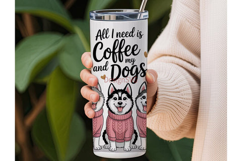 Coffee and My Dogs 20oz Tumbler Wrap Sublimation DesignSVG 