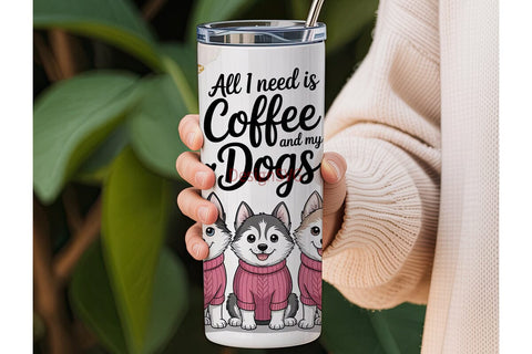 Coffee and My Dogs 20oz Tumbler Wrap Sublimation DesignSVG 