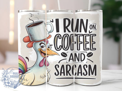 Coffee and Sarcasm, Funny Chicken, Tumbler Design, Sublimation PNG, 20 oz Tumbler, Coffee Lover, Sarcastic Gift, Chicken Lover Sublimation ToriDesigns 
