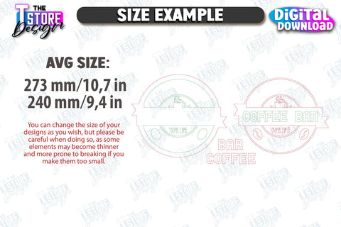 Coffee Bar Signs Laser Cut Bundle | Coffee House | Coffee Shop | Interior Signage | CNC Files SVG The T Store Design 