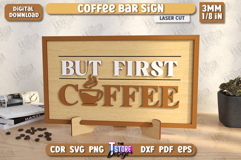 Coffee Bar Signs Laser Cut Bundle | Coffee House | Coffee Shop | Interior Signage | CNC Files SVG The T Store Design 