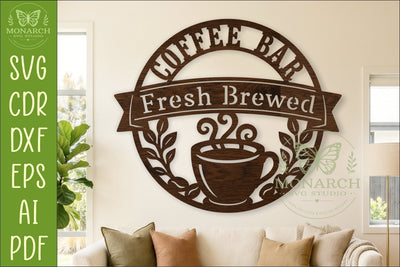 Coffee Bar Wall Sign SVG, Fresh Brewed Coffee Sign SVG APInspireddesigns 