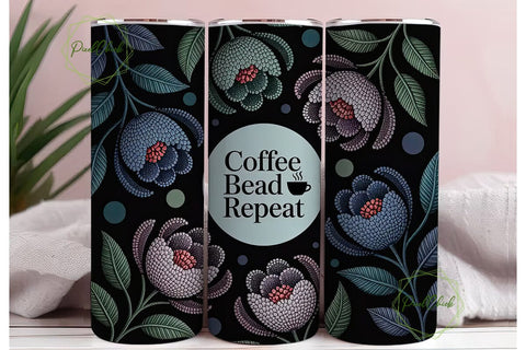 Coffee Bead Repeat 20oz Tumbler Wrap Sublimation PixelChick 