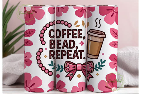Coffee Bead Repeat 20oz Tumbler Wrap Sublimation PixelChick 