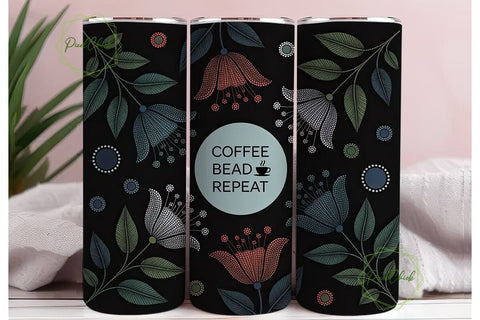 Coffee Bead Repeat 20oz Tumbler Wrap Sublimation PixelChick 