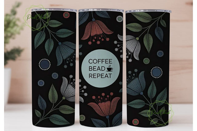 Coffee Bead Repeat 20oz Tumbler Wrap Sublimation PixelChick 