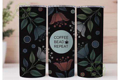Coffee Bead Repeat 20oz Tumbler Wrap Sublimation PixelChick 