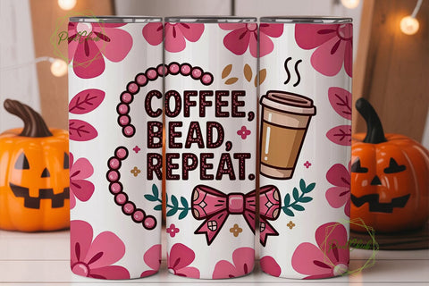 Coffee Bead Repeat 20oz Tumbler Wrap Sublimation PixelChick 