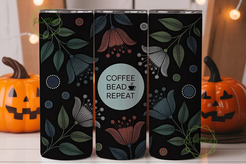 Coffee Bead Repeat 20oz Tumbler Wrap Sublimation PixelChick 