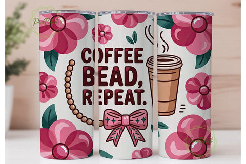 Coffee Bead Repeat 20oz Tumbler Wrap Sublimation PixelChick 