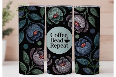 Coffee Bead Repeat 20oz Tumbler Wrap Sublimation PixelChick 