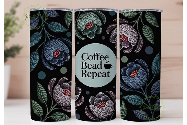 Coffee Bead Repeat 20oz Tumbler Wrap Sublimation PixelChick 