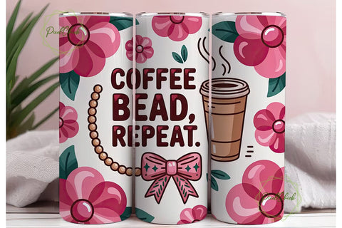 Coffee Bead Repeat 20oz Tumbler Wrap Sublimation PixelChick 