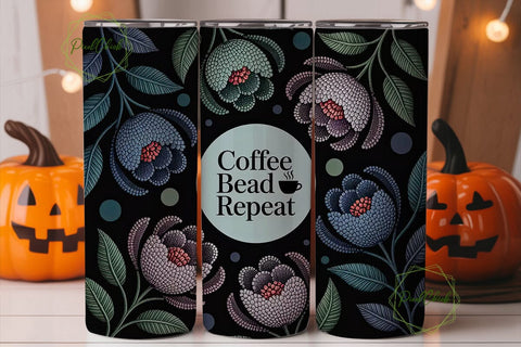 Coffee Bead Repeat 20oz Tumbler Wrap Sublimation PixelChick 