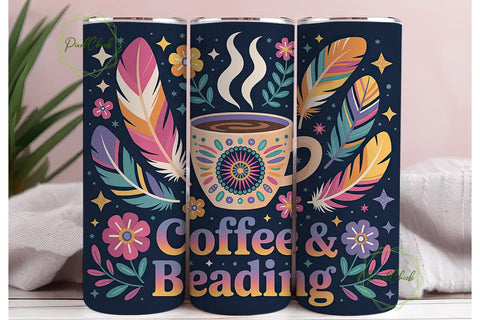 Coffee & Beading 20oz Tumbler Wrap Sublimation PixelChick 