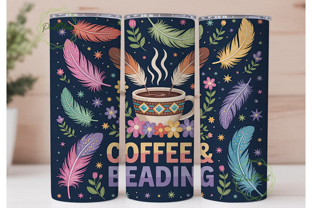 Coffee & Beading 20oz Tumbler Wrap Sublimation PixelChick 