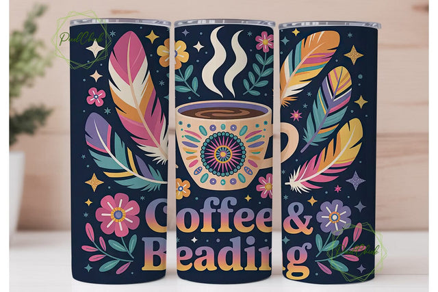 Coffee & Beading 20oz Tumbler Wrap Sublimation PixelChick 