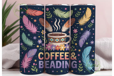 Coffee & Beading 20oz Tumbler Wrap Sublimation PixelChick 