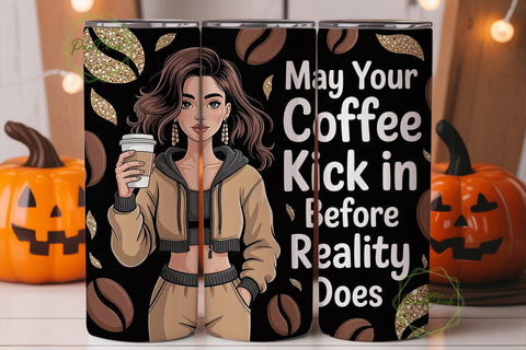 Coffee Before Reality Tumbler Wrap Sublimation PixelChick 
