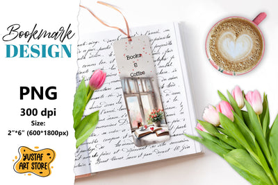 Coffee Bookmark printable design. Book quote design PNG Sublimation Yustaf Art Store 