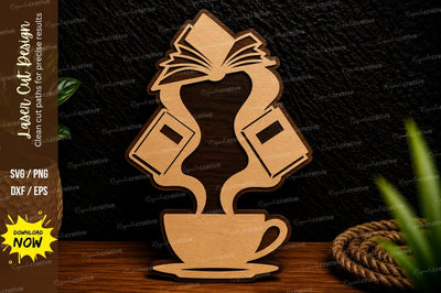 Coffee Books Cup Laser Cut Svg Design SVG Regulrcrative 