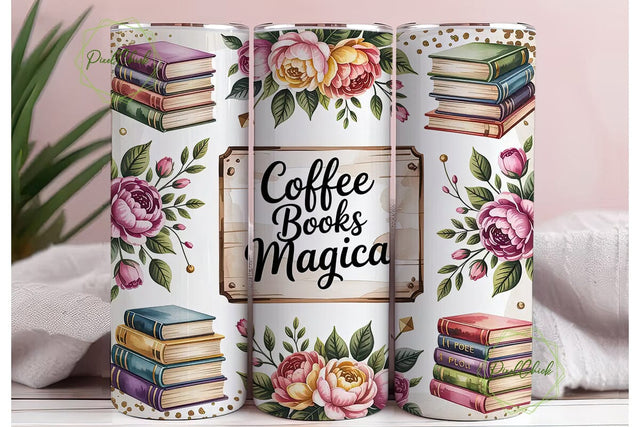 Coffee Books Magic 20oz Tumbler Wrap Sublimation PixelChick 