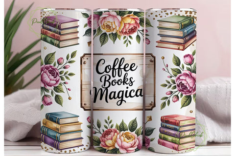 Coffee Books Magic 20oz Tumbler Wrap Sublimation PixelChick 