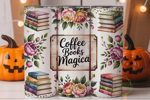 Coffee Books Magic 20oz Tumbler Wrap Sublimation PixelChick 