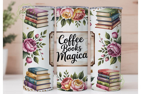 Coffee Books Magic 20oz Tumbler Wrap Sublimation PixelChick 