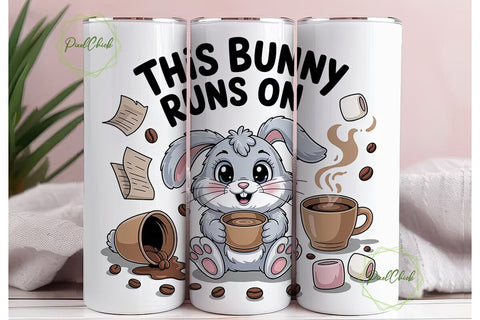 Coffee Bunny 20oz Tumbler Wrap Sublimation PixelChick 