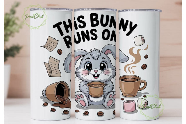 Coffee Bunny 20oz Tumbler Wrap Sublimation PixelChick 