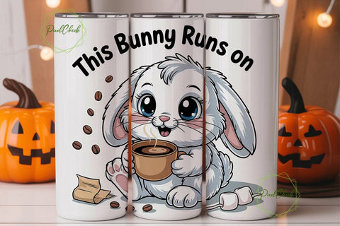 Coffee Bunny 20oz Tumbler Wrap Sublimation PixelChick 