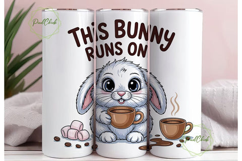 Coffee Bunny 20oz Tumbler Wrap Sublimation PixelChick 