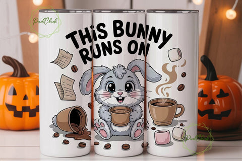 Coffee Bunny 20oz Tumbler Wrap Sublimation PixelChick 
