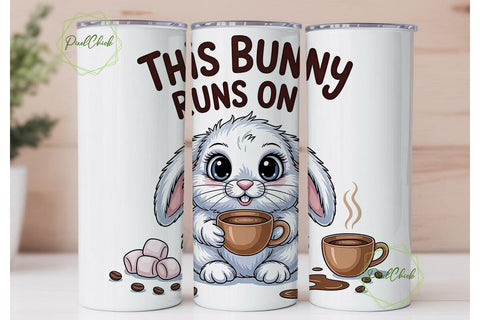 Coffee Bunny 20oz Tumbler Wrap Sublimation PixelChick 